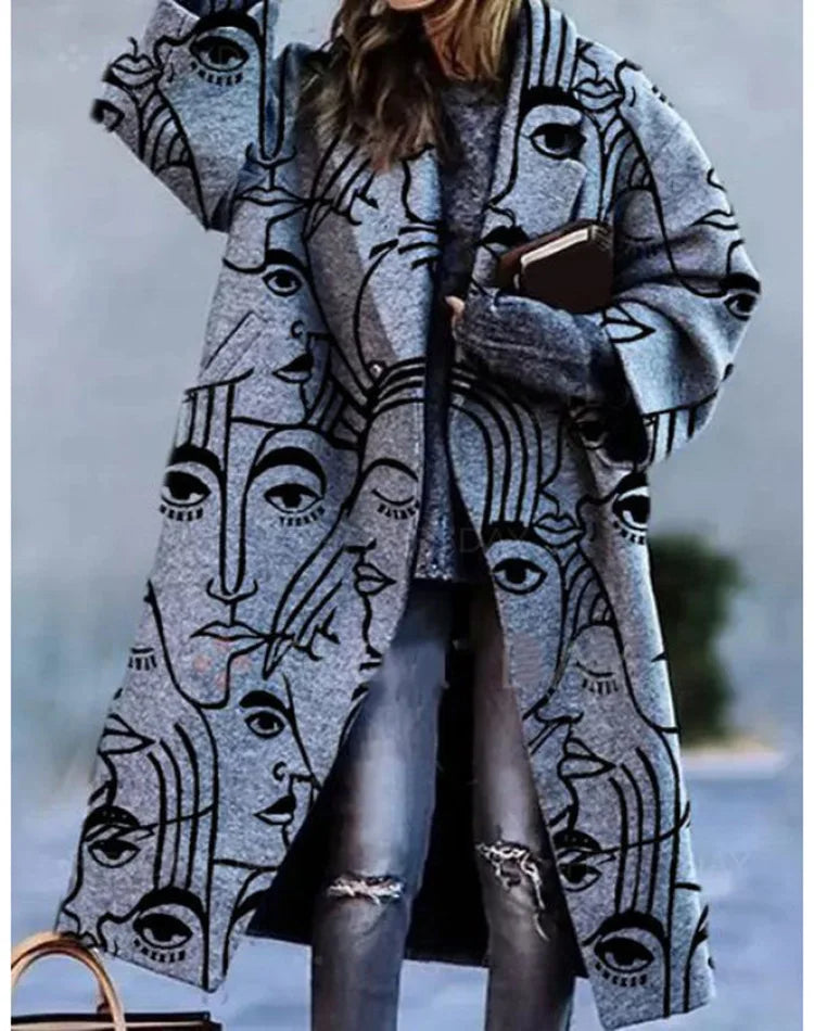 Kaitlyn printed wool blend long coat – image 11