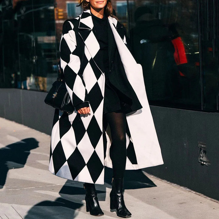 Kaitlyn printed wool blend long coat – image 23