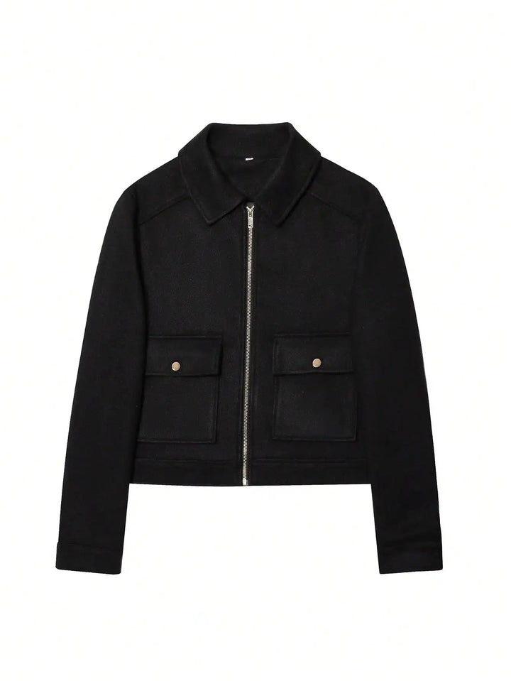 Ashley vintage stand collar wool coat with pockets – image 14