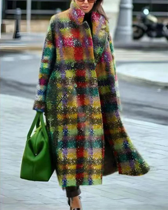 Kaitlyn printed wool blend long coat – image 33