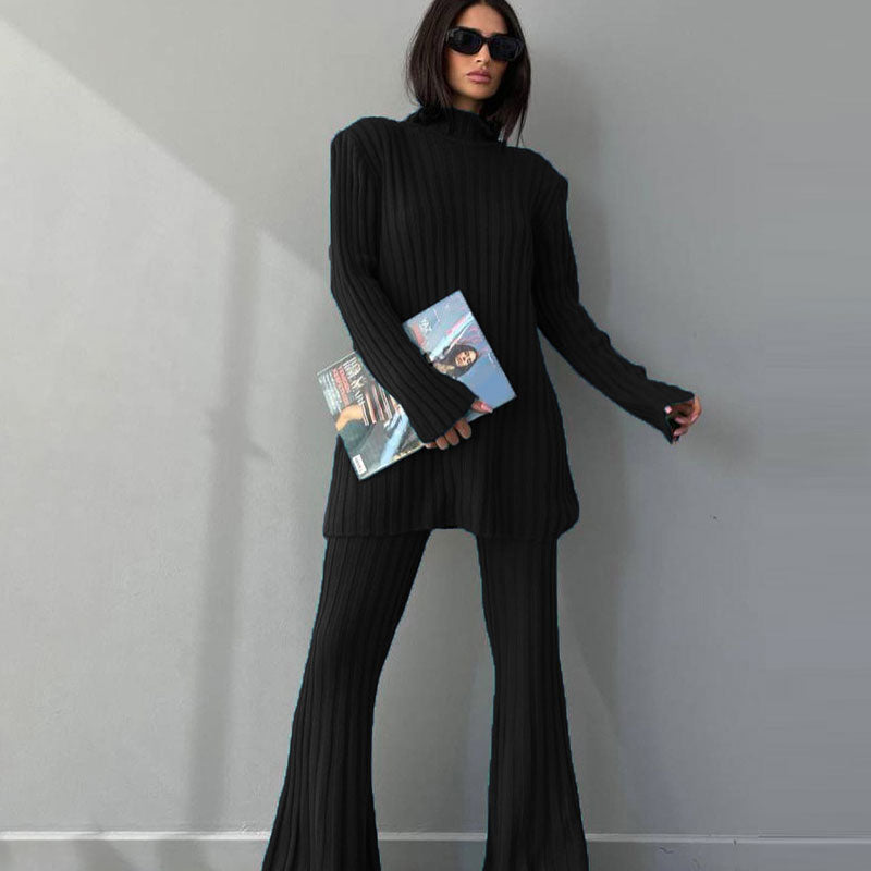 Celia ribbed turtleneck and flared pants set – image 2