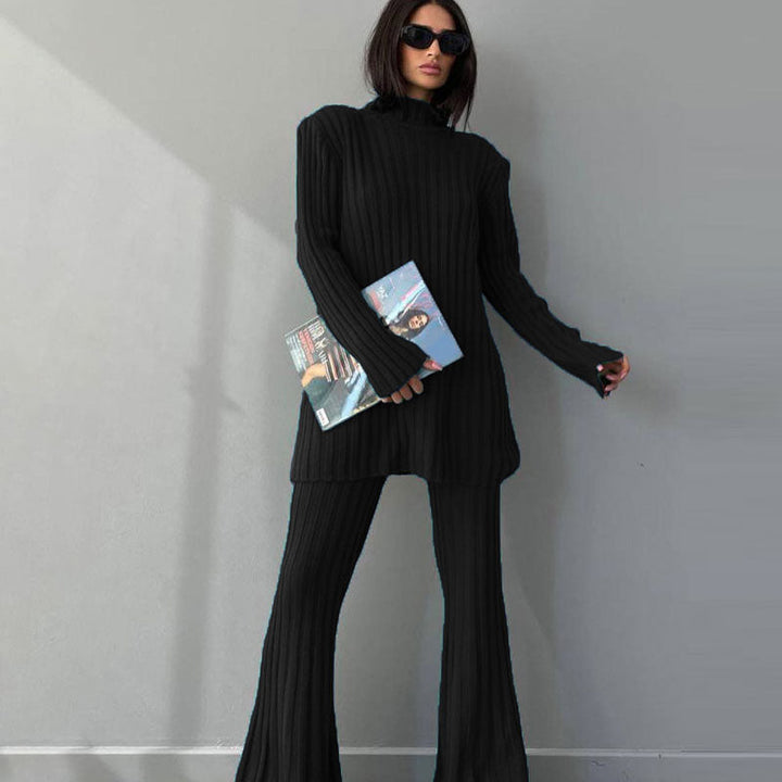 Celia ribbed turtleneck and flared pants set – image 2