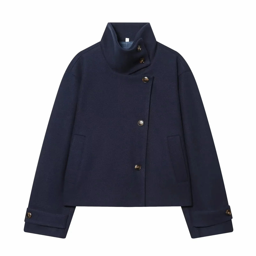 Ashley vintage stand collar wool coat with pockets – image 15