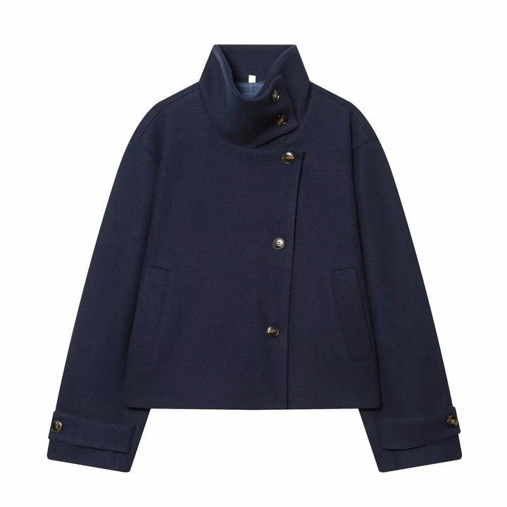 Ashley vintage stand collar wool coat with pockets – image 15
