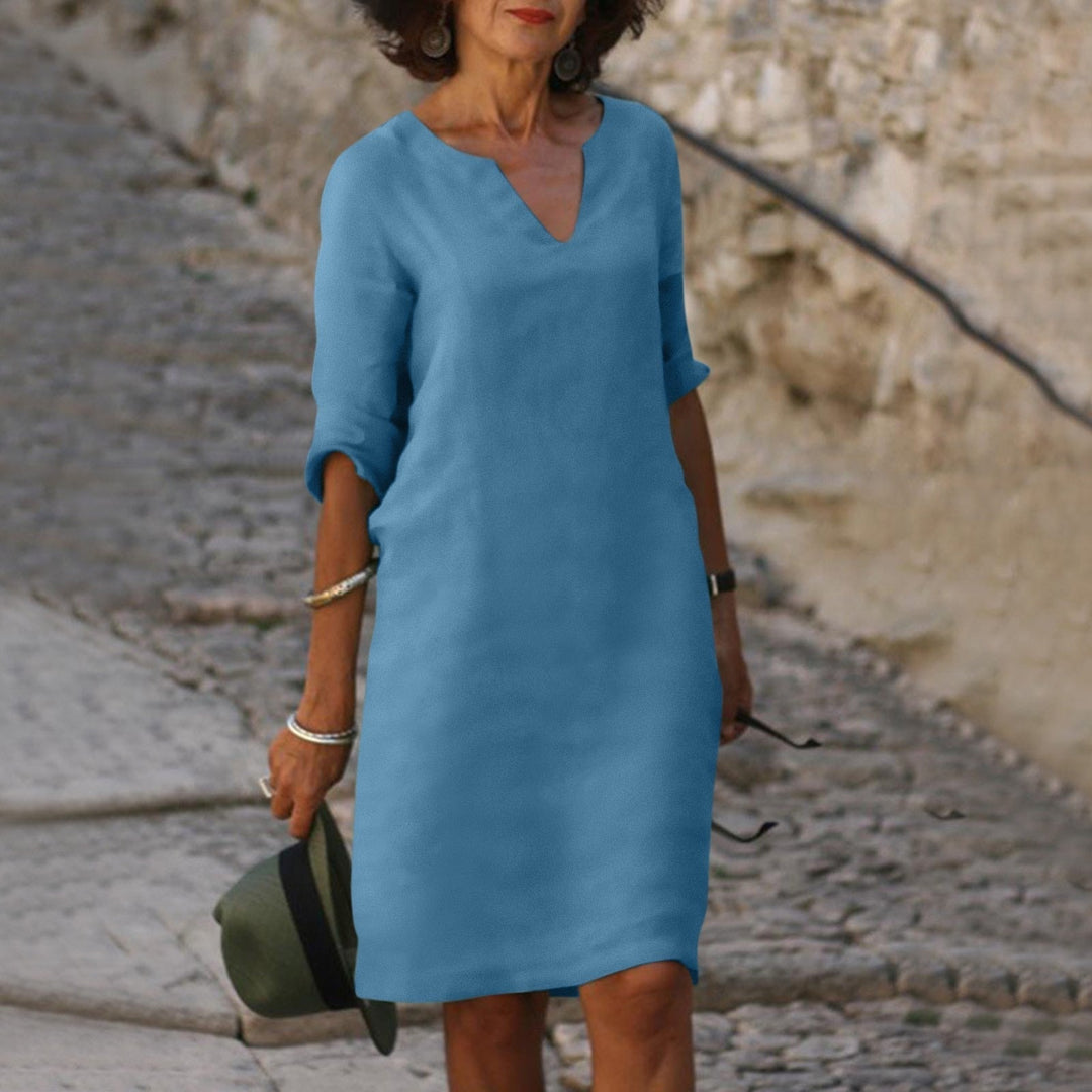 Katrina V neck three quarter sleeve midi dress – image 12