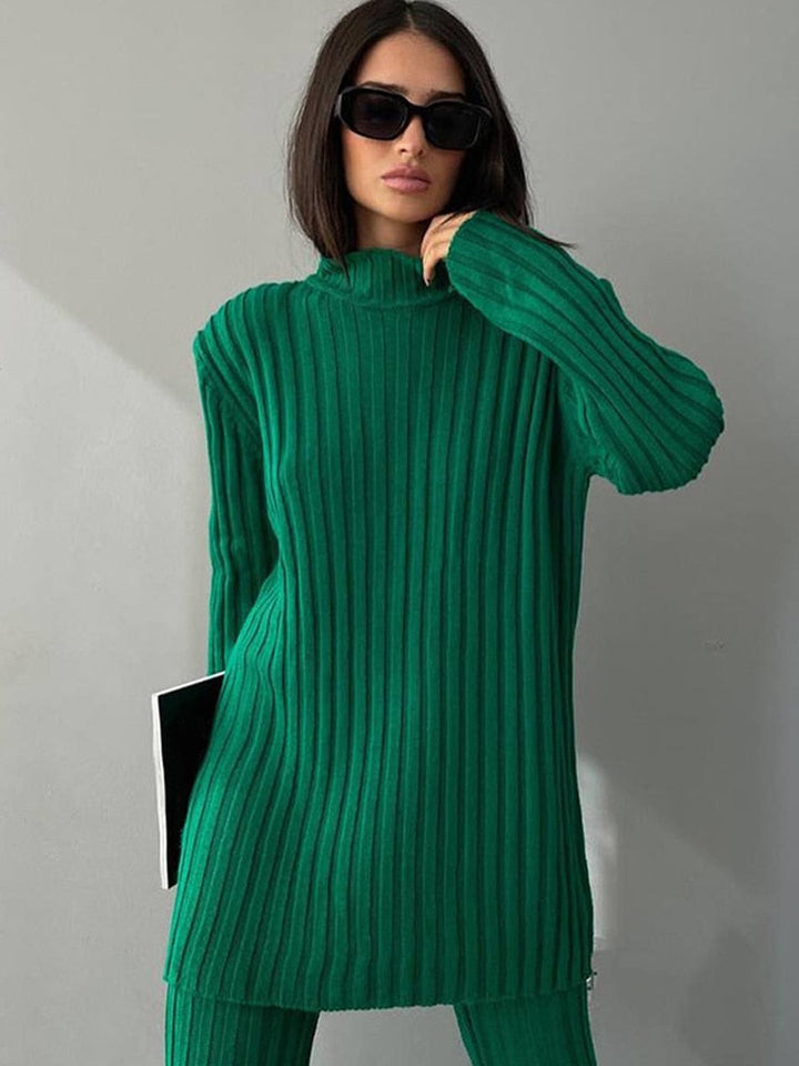 Celia ribbed turtleneck and flared pants set – image 13