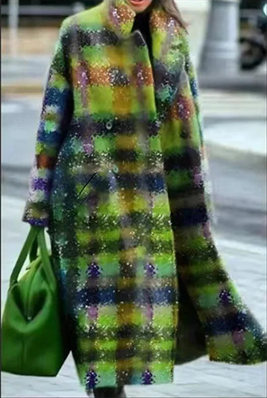 Kaitlyn printed wool blend long coat – image 32