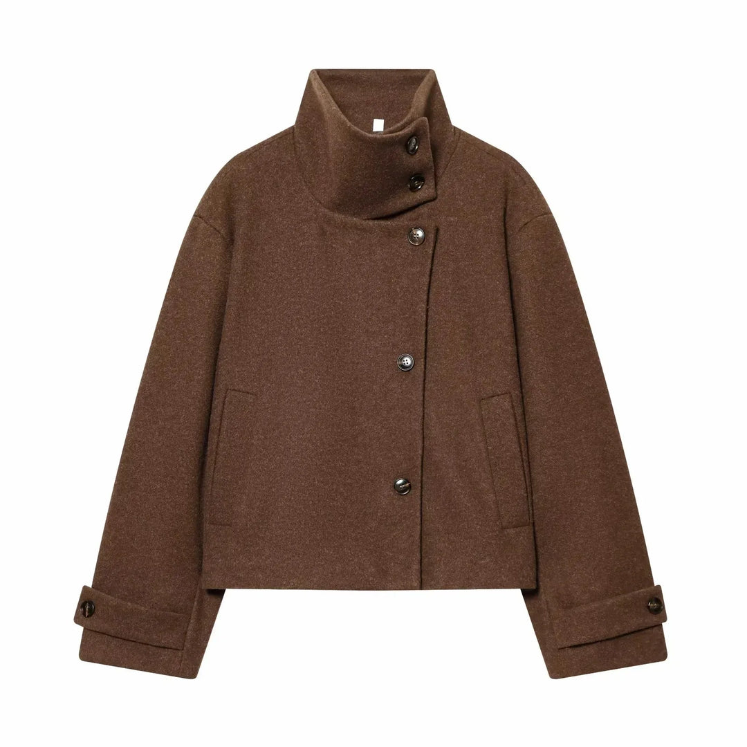 Ashley vintage stand collar wool coat with pockets – image 9