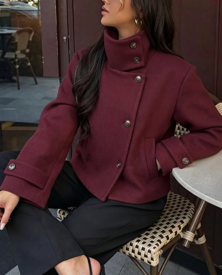 Ashley vintage stand collar wool coat with pockets – image 3