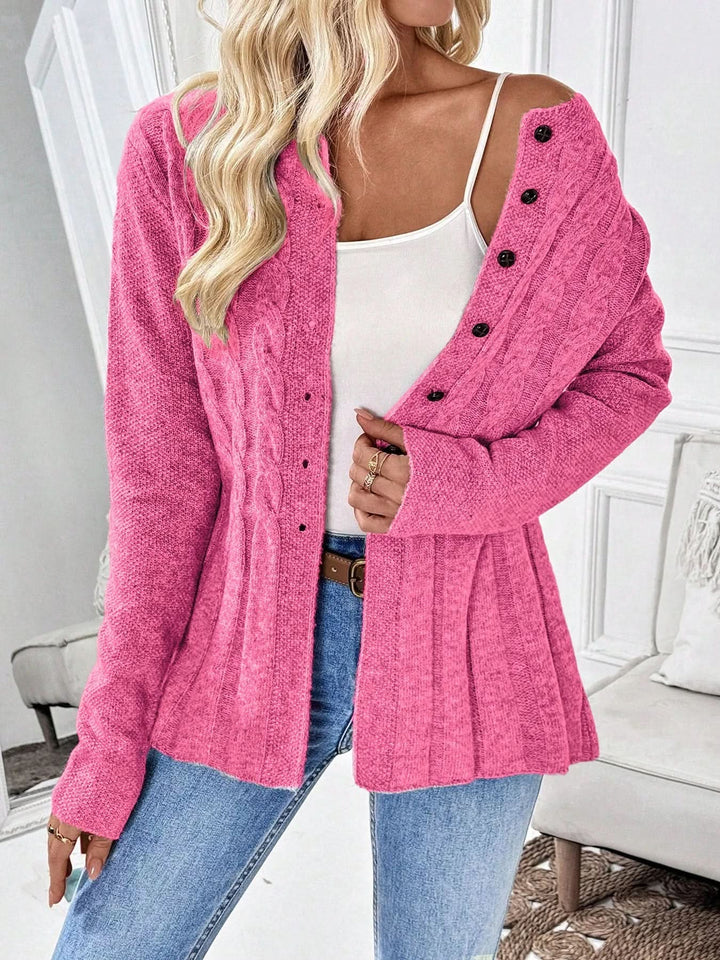 Luna cinched waist cable knit long cardigan – image 2