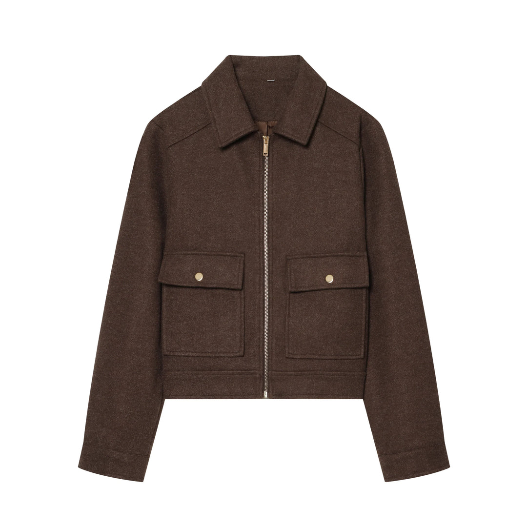 Ashley vintage stand collar wool coat with pockets – image 19