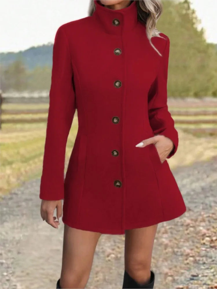Danielle long stand collar wool coat – image 13