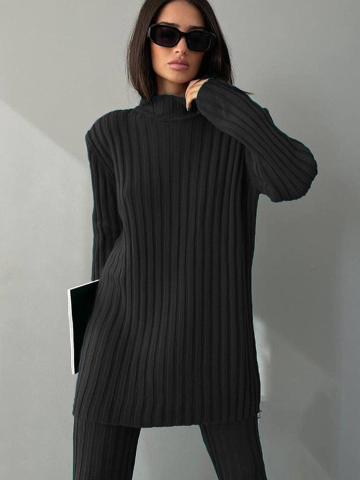 Celia ribbed turtleneck and flared pants set – image 17