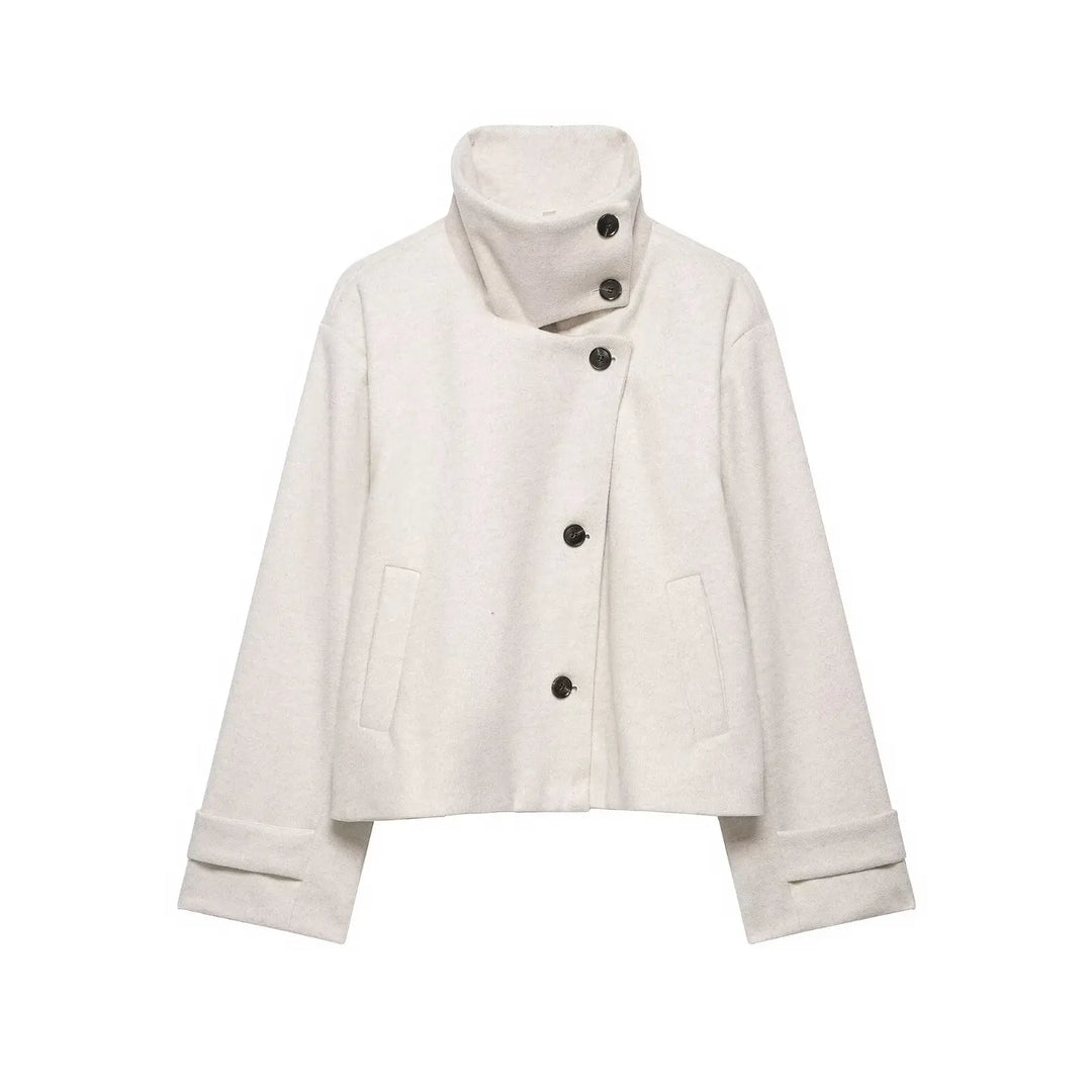 Ashley vintage stand collar wool coat with pockets – image 21