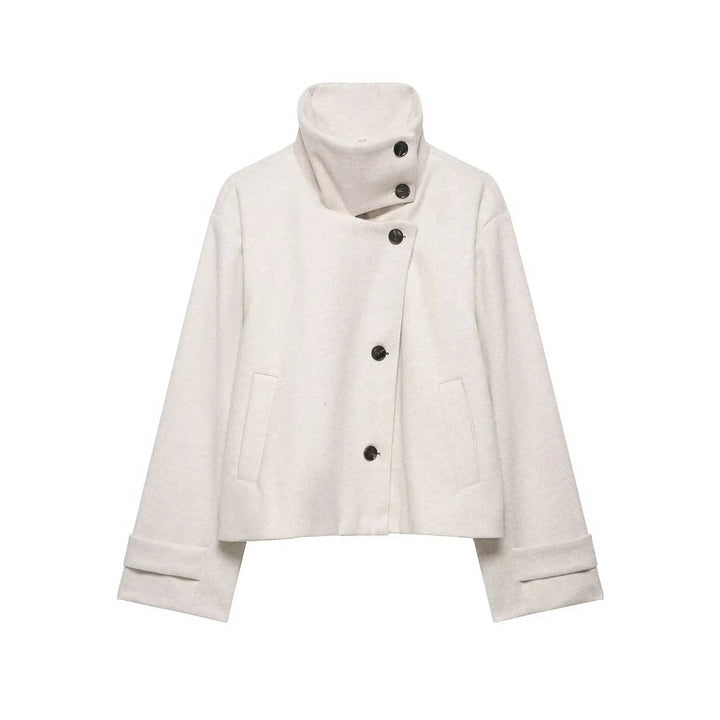 Ashley vintage stand collar wool coat with pockets – image 21