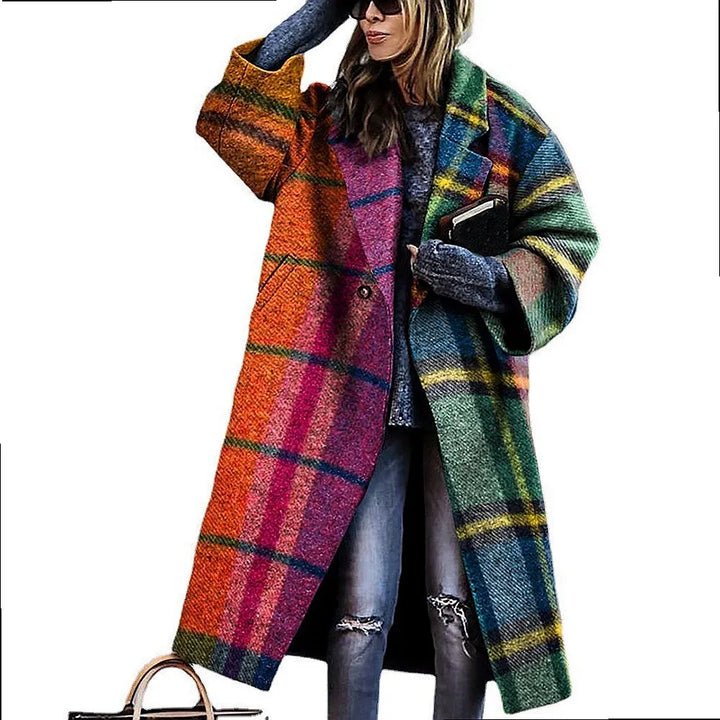 Kaitlyn printed wool blend long coat – image 4