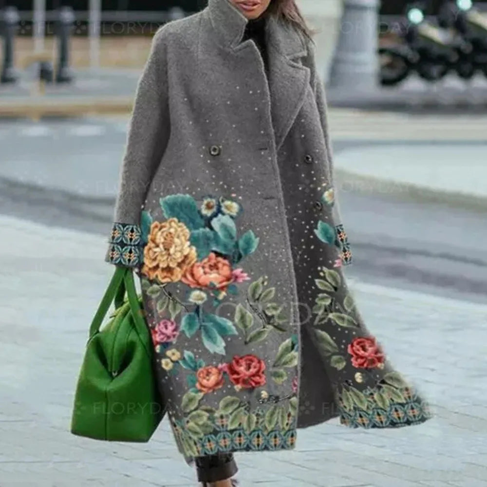 Kaitlyn printed wool blend long coat – image 16