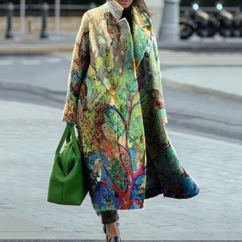 Kaitlyn printed wool blend long coat – image 20