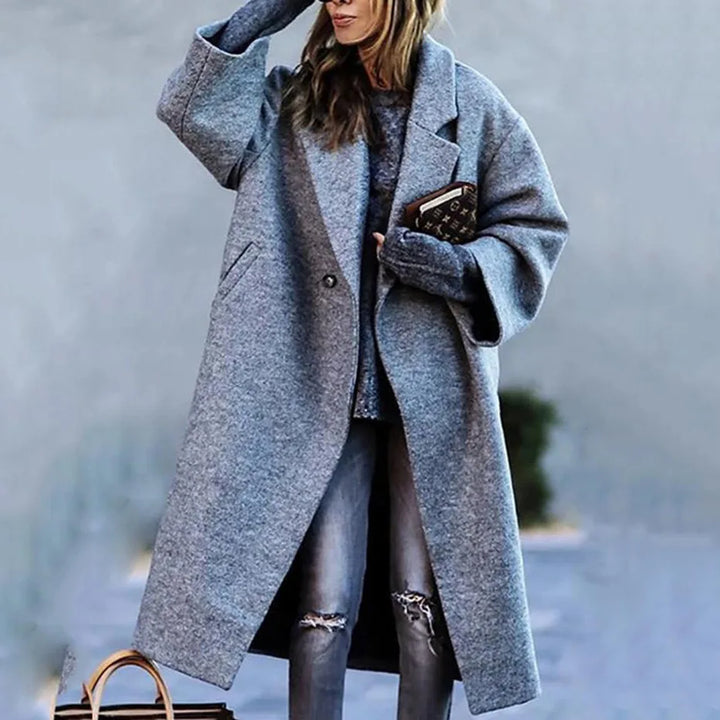 Kaitlyn printed wool blend long coat – image 7