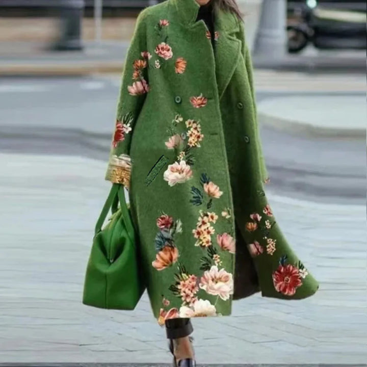 Kaitlyn printed wool blend long coat – image 29