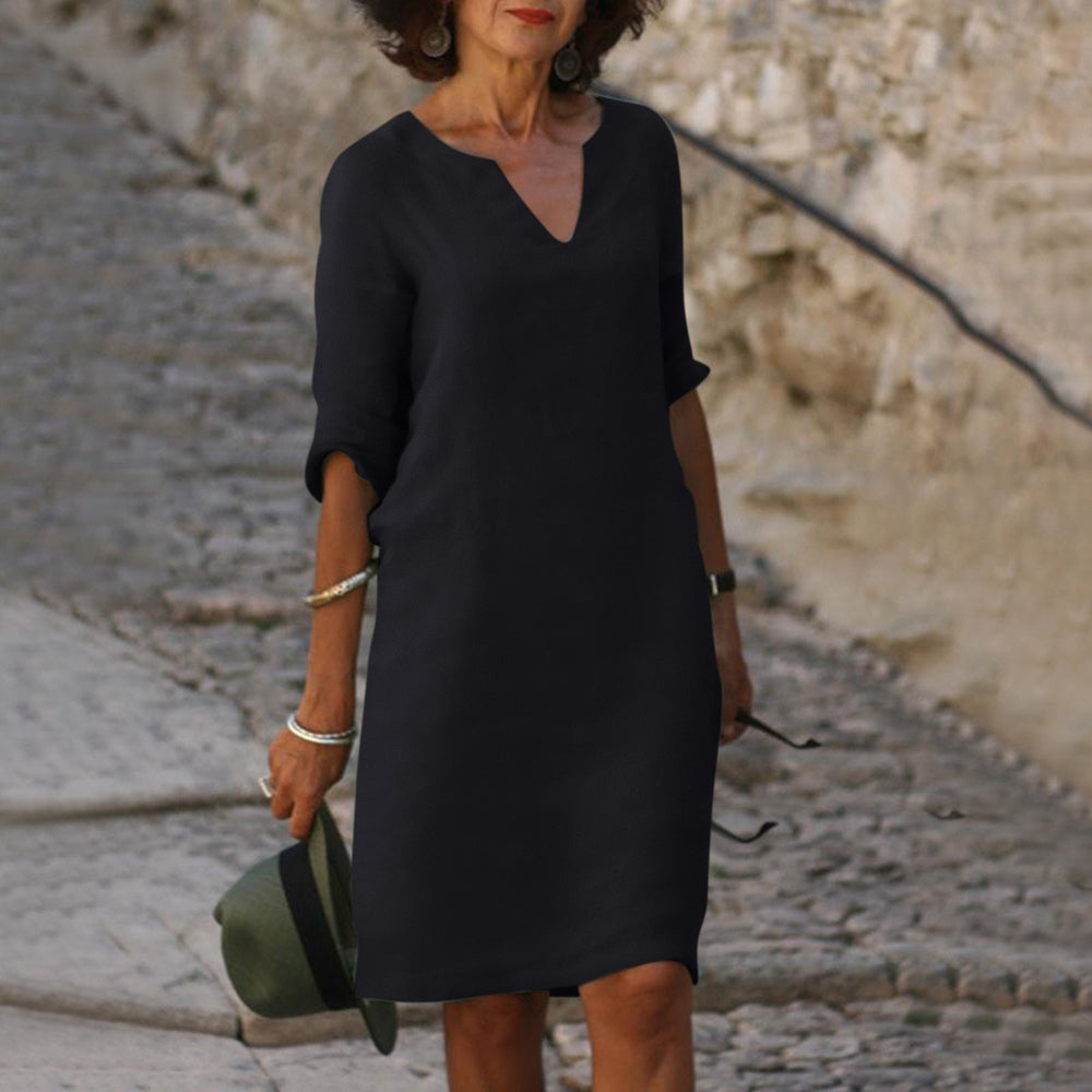 Katrina V neck three quarter sleeve midi dress – image 3