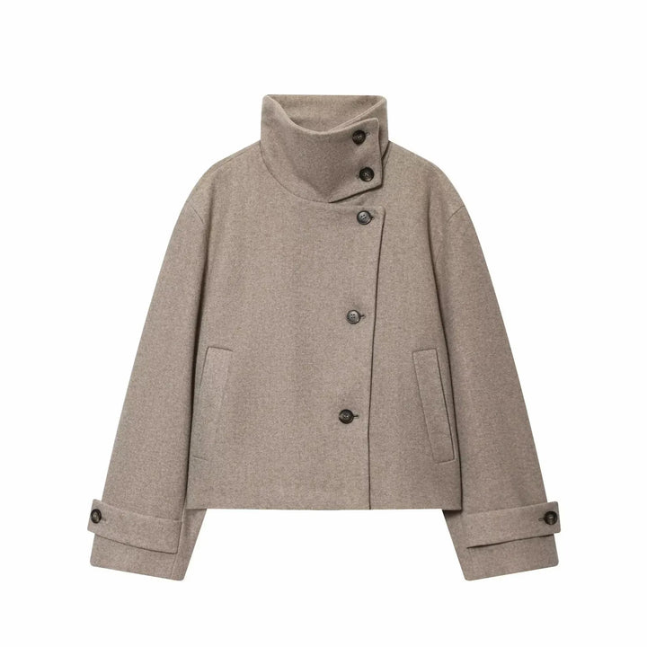 Ashley vintage stand collar wool coat with pockets – image 10