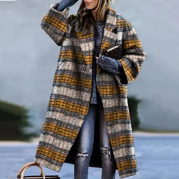 Kaitlyn printed wool blend long coat – image 21