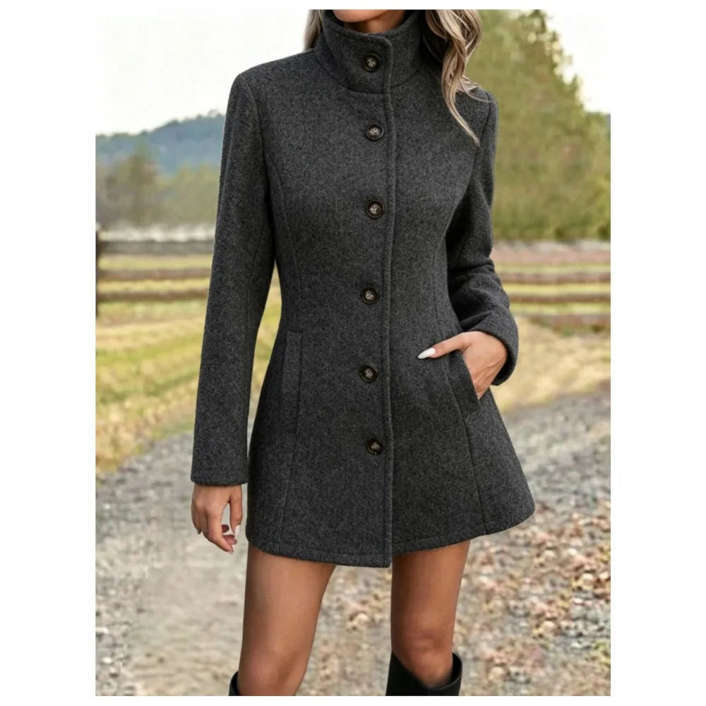 Danielle long stand collar wool coat – image 5
