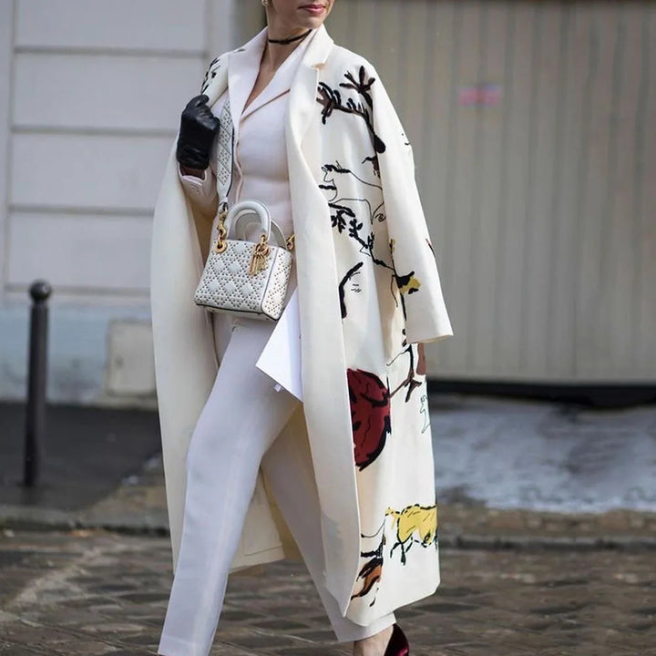 Kaitlyn printed wool blend long coat – image 19