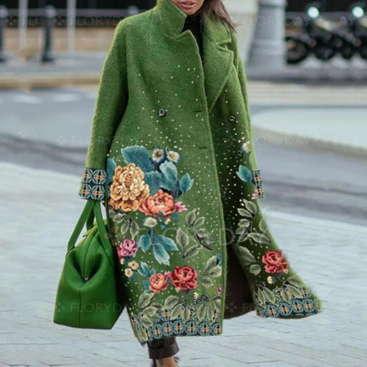 Kaitlyn printed wool blend long coat – image 15