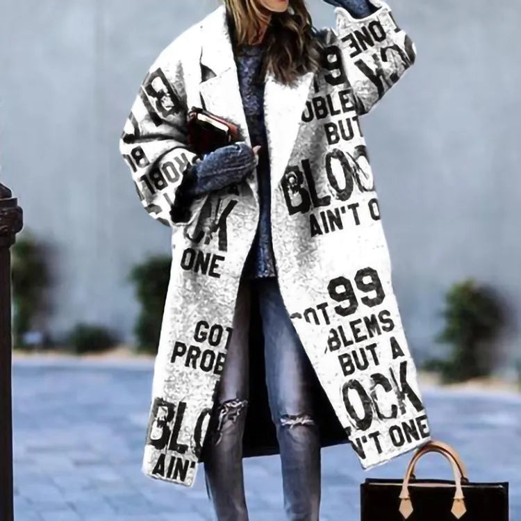 Kaitlyn printed wool blend long coat – image 30