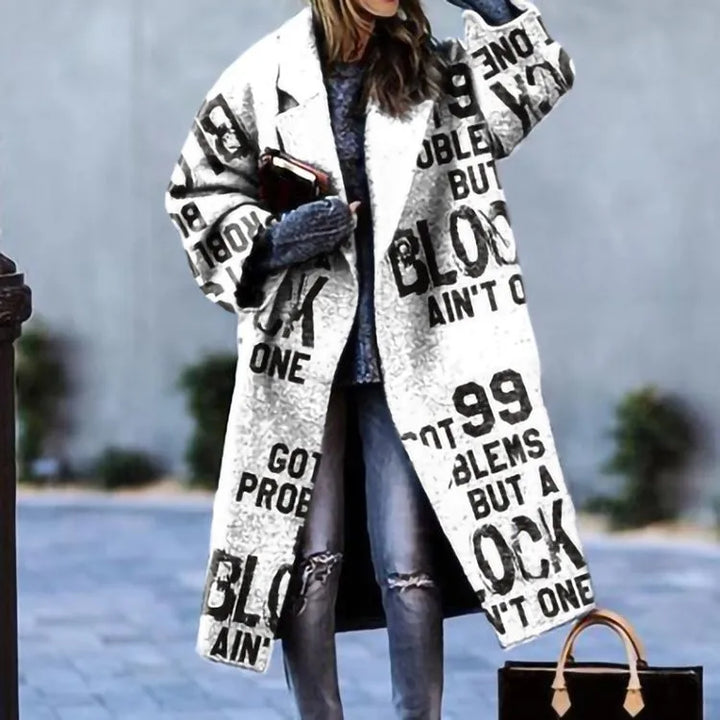 Kaitlyn printed wool blend long coat – image 30