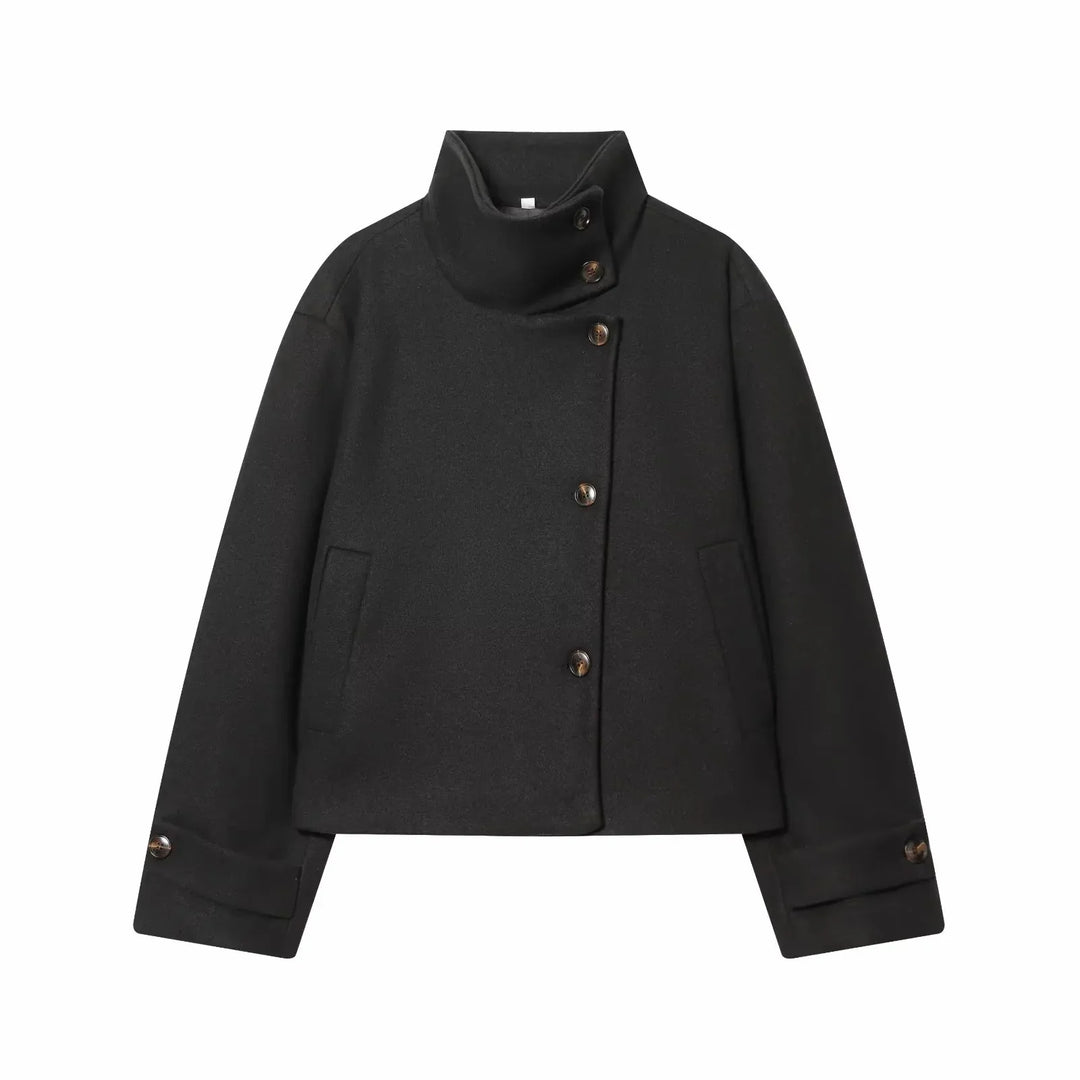 Ashley vintage stand collar wool coat with pockets – image 13