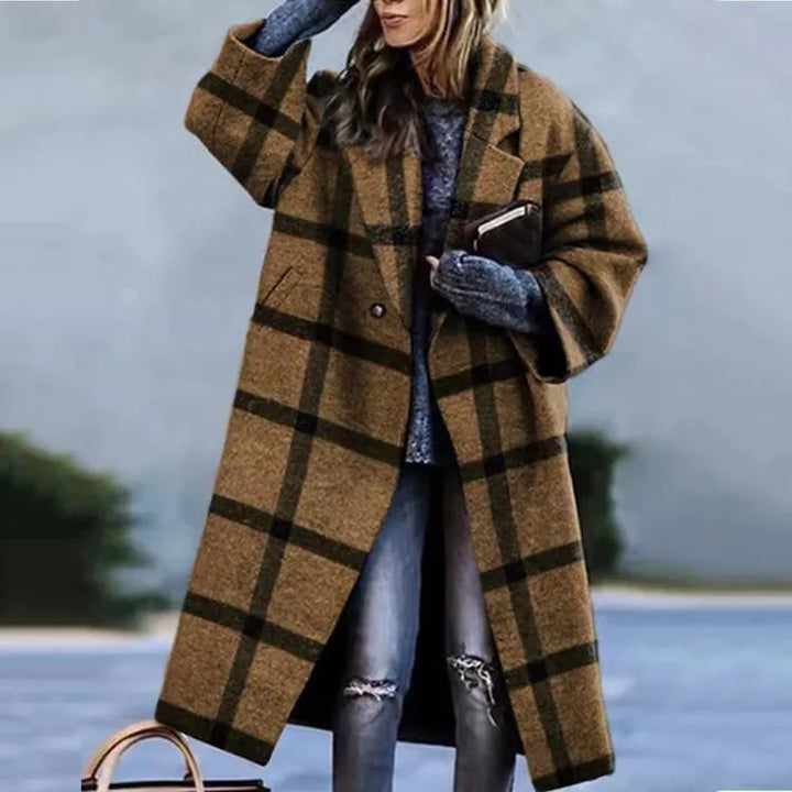 Kaitlyn printed wool blend long coat – image 26