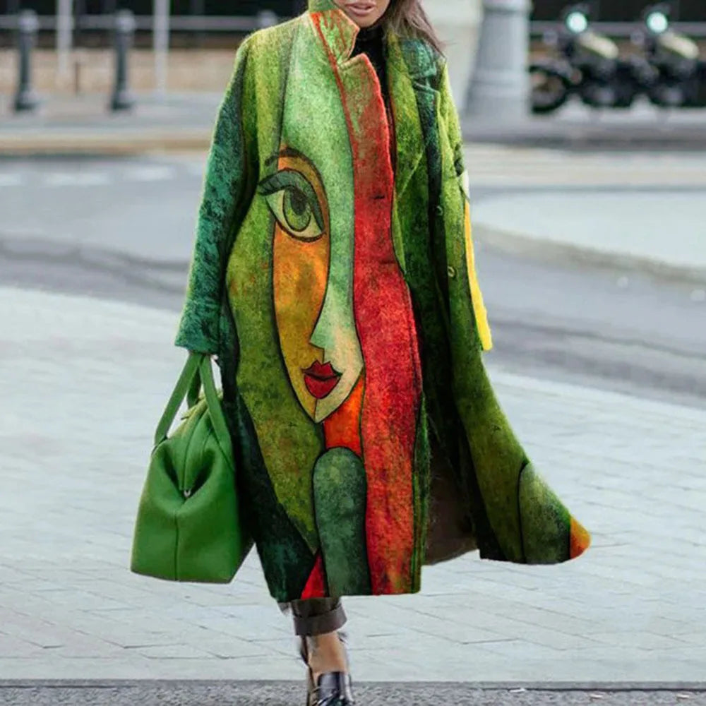 Kaitlyn printed wool blend long coat – image 13