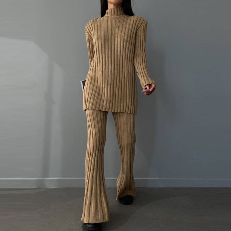 Celia ribbed turtleneck and flared pants set – image 10
