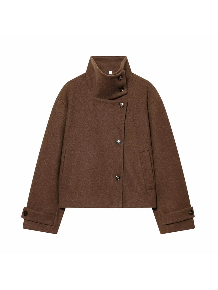 Ashley vintage stand collar wool coat with pockets – image 6