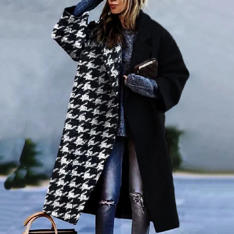 Kaitlyn printed wool blend long coat – image 31