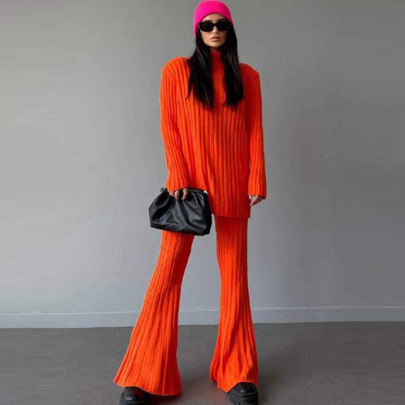 Celia ribbed turtleneck and flared pants set – image 6
