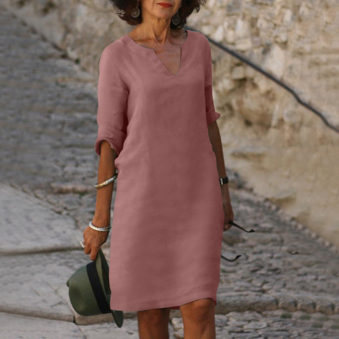 Katrina V neck three quarter sleeve midi dress – image 6