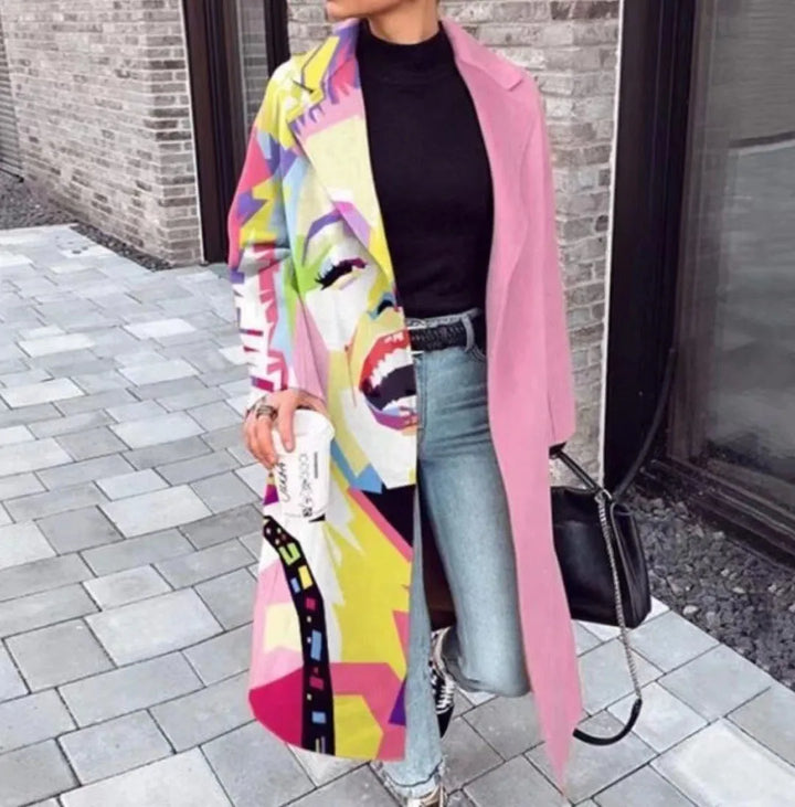 Kaitlyn printed wool blend long coat – image 35