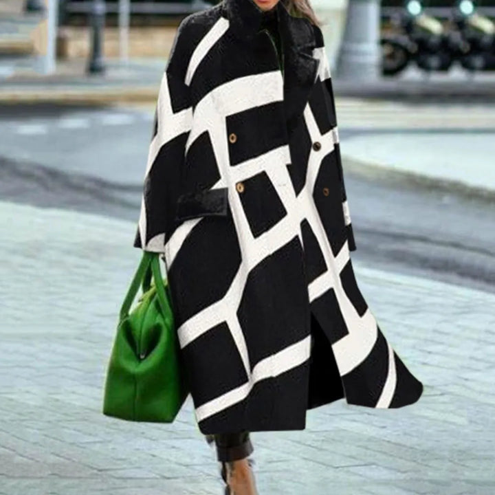 Kaitlyn printed wool blend long coat – image 24