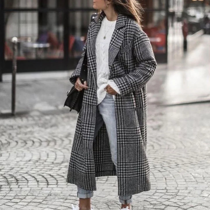 Kaitlyn printed wool blend long coat – image 34