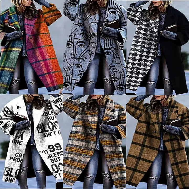 Kaitlyn printed wool blend long coat – image 3