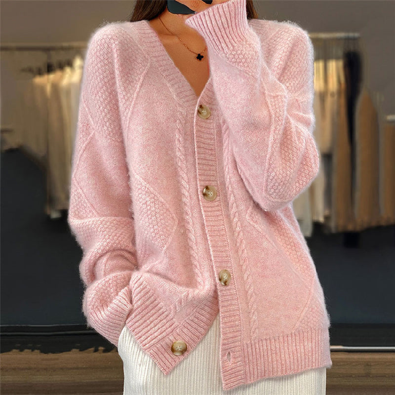 Zoey oversized cable knit v neck cardigan