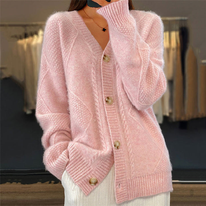 Zoey oversized cable knit v neck cardigan