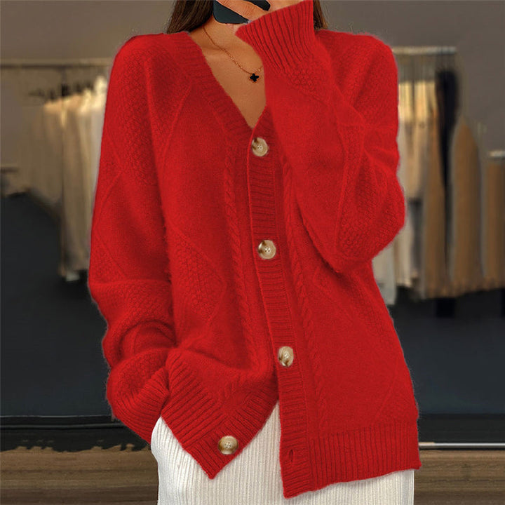 Zoey oversized cable knit v neck cardigan – image 4