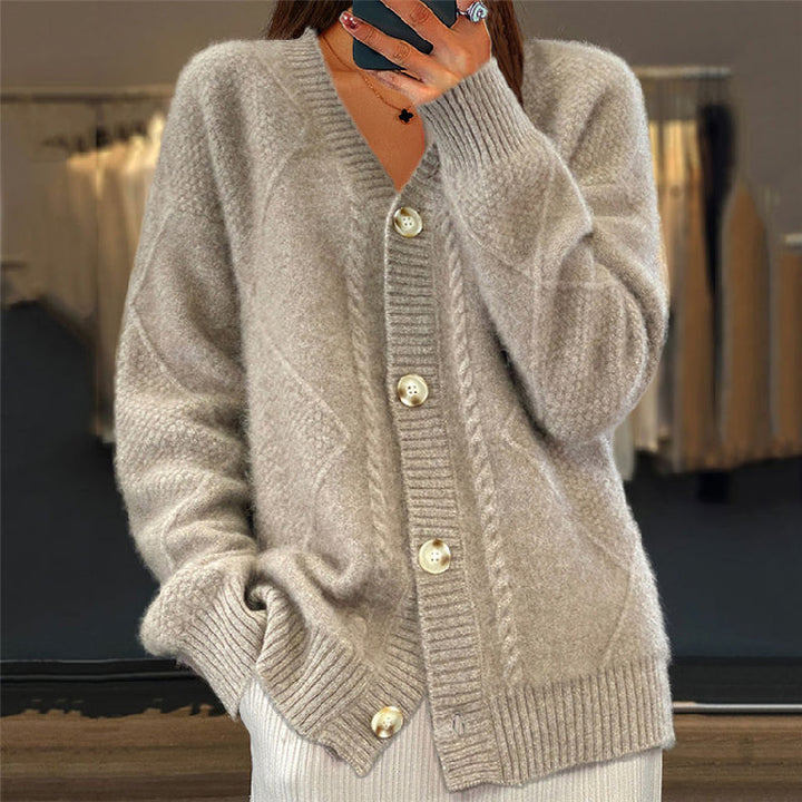 Zoey oversized cable knit v neck cardigan – image 2