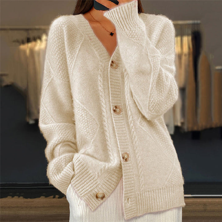 Zoey oversized cable knit v neck cardigan – image 3