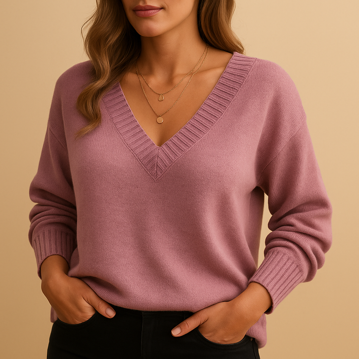 Mackenzie ribbed V neck sweater – image 3